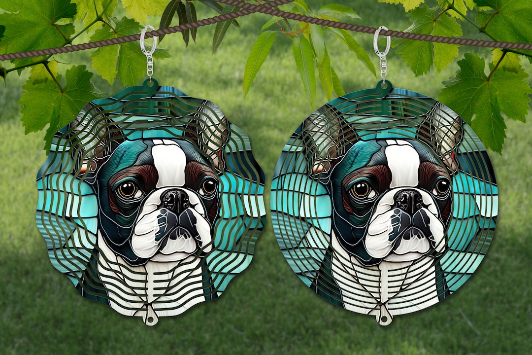 Boston Terrier Wind Spinner Sublimation, Dog Wind Spinner SVG, 10 Inch
