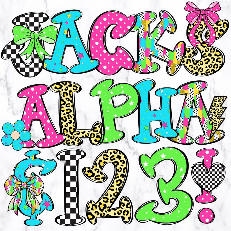 Bright Preppy Letters Alphabet PNG Alphabet Clipart Printable Alphabet ...