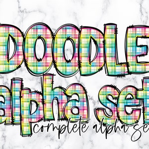 Páscoa Tartan Doodle Letras Do Alfabeto Pacote PNG, Clipart Do Alfabeto, Doodle Xadrez Desenhado à Mão, Conjuntos Alfa Populares De Sublimação PNG