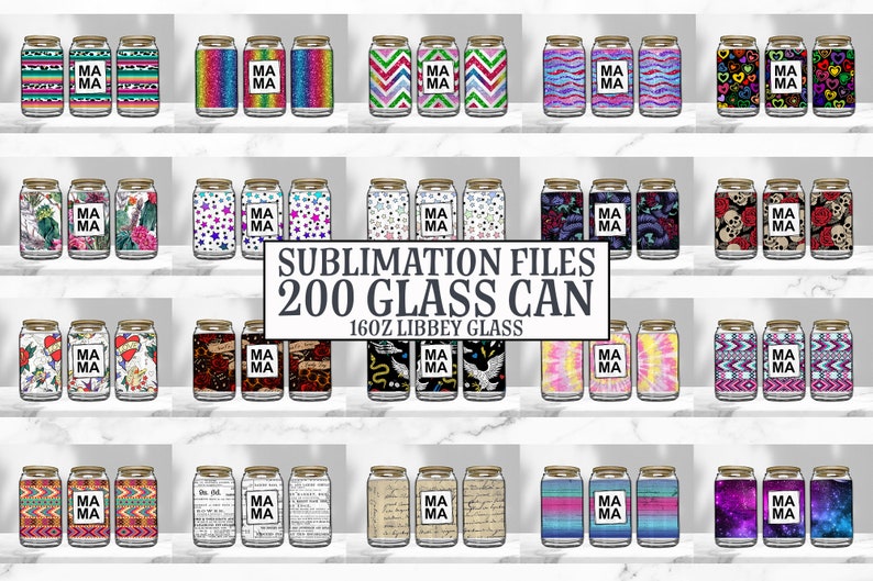 16oz Glass Can Tumbler Sublimation Design Bundle Glass Can - Etsy