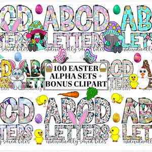 Ostern Doodle Buchstaben mit Clip Art PNG, Ostern Doodle Alphabet, Ostern Alphabet PNG, Gnome Clipart Buchstaben, Machen Sie Ihren eigenen Namen