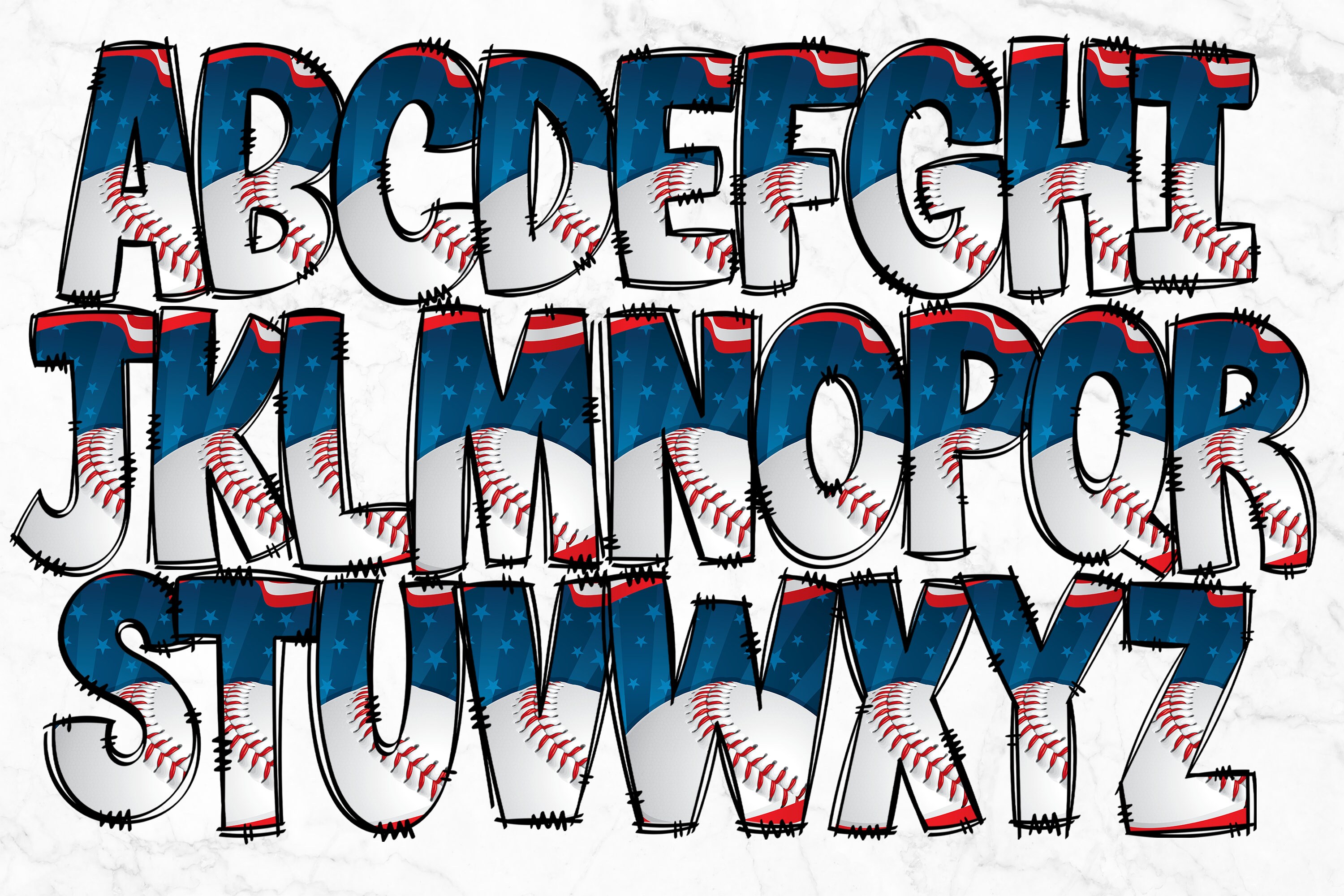 Baseball Alphabet Letters PNG Bundle, Alphabet Clipart, Baseball Hand ...
