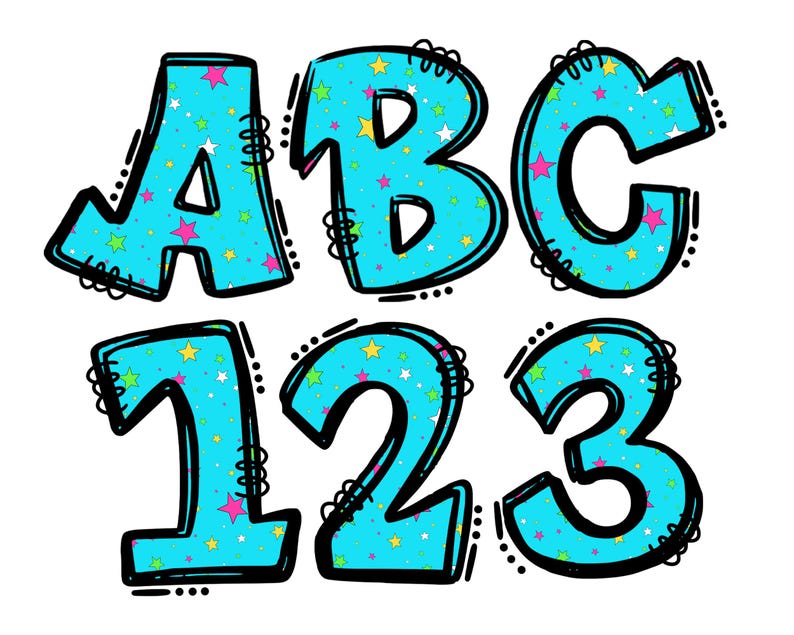 Bright Preppy Letters Alphabet PNG Alphabet Clipart Printable Alphabet ...