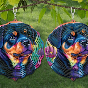 ロットワイラー ウィンド スピナー昇華、犬用ウィンド スピナー SVG、10 インチ ラウンド ドア ハンガー、コースター デザイン、サンキャッチャー PNG、リース サイン PNG