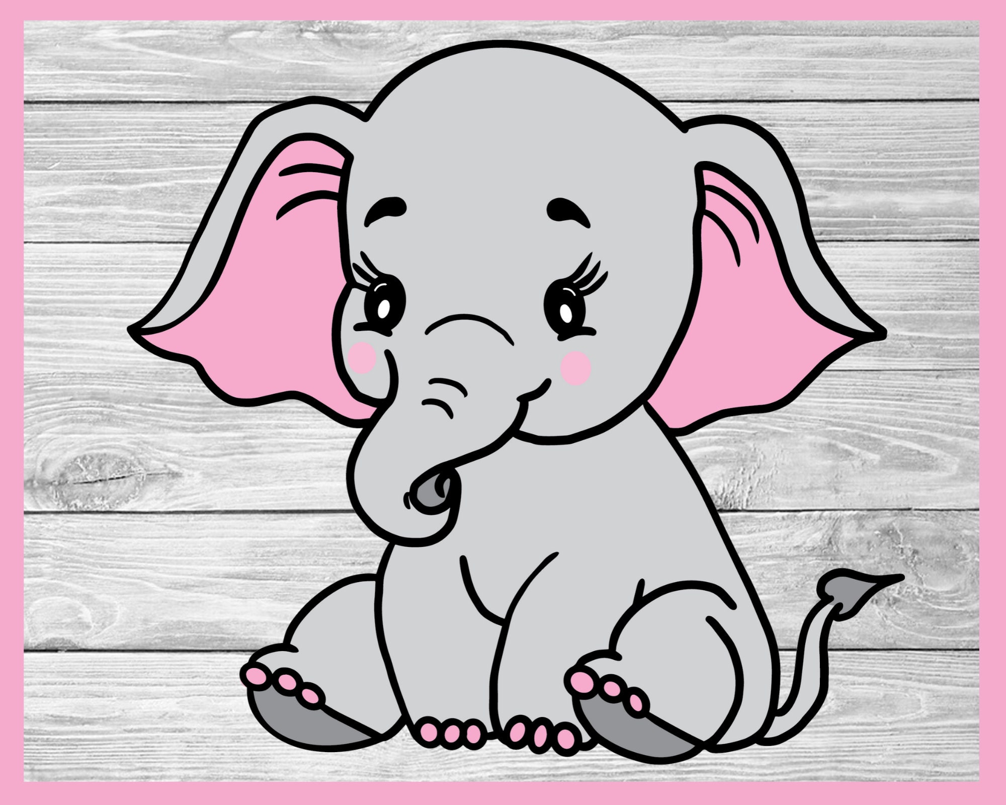 Pink Baby Elephant svg Elephant svg Pink Elephant Clipart | Etsy