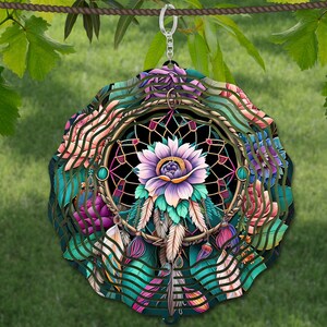 Dream Catcher Wind Spinner Akwarela Sublimacja Projekt Szablon, Wind Spinner SVG, 10 cali Okrągły Sublimacja, Okrągłe Wiszące Spinnery png,