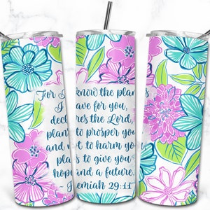 Bibel Vers Inspirational Zitat 20 Unzen Skinny Tumbler Sublimation Design, Jesus Faith Christian Bibel Zitat Religious Motivational Tumbler