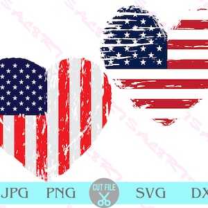 Coração de bandeira americana angustiada svg, bandeira dos EUA svg, bandeira grunge svg, designs patrióticos de sublimação de bandeira americana, Cricut svg, Silhouette Cameo