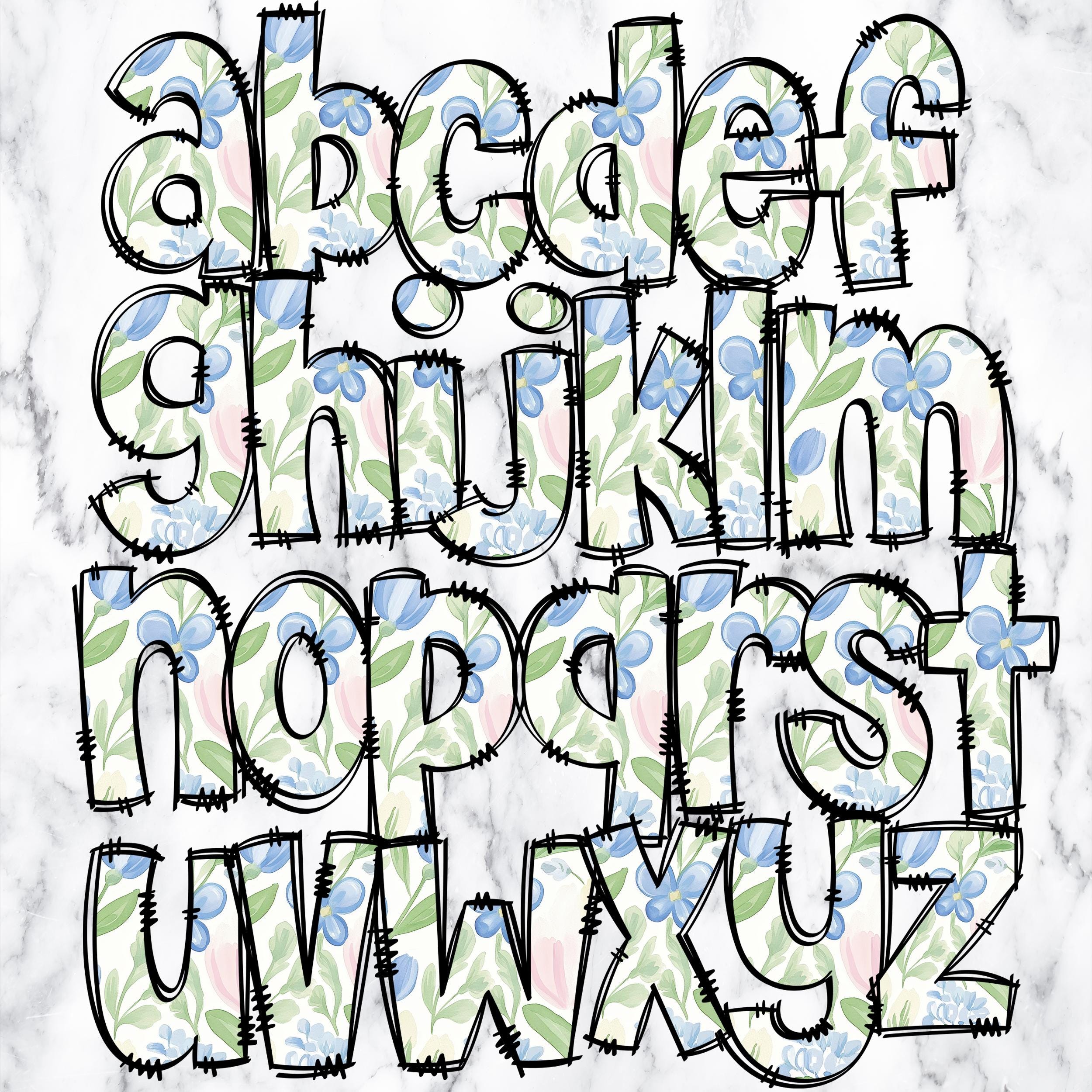 Grandmillenial Floral Letters Alphabet Alphabet Clipart Printable ...