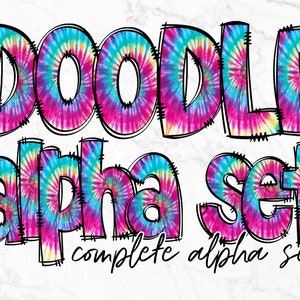 Pacote de letras PNG do alfabeto tie dye, clipart do alfabeto, doodle desenhado à mão de beisebol, conjuntos alfa de sublimação PNG