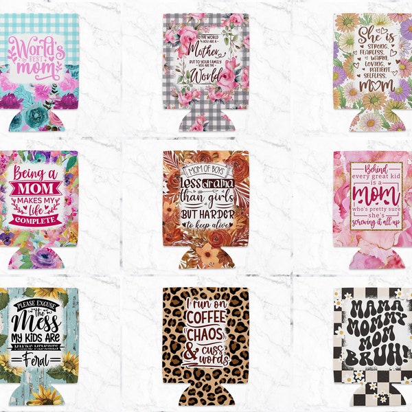 Can Holder Sublimation Design, Mom Mother Can Cooler Bundle, Floral Mama Can Cooler Sublimation, Flower Stubby Holders, Neoprene Can Holder