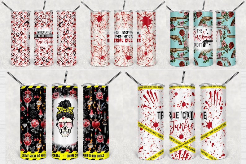 30 True Crime 20oz Tumbler Designs, 20oz Tumbler True Crime Sublimation Designs Bundle, 20oz Straight Murder Show Tumbler sublimation, image 4