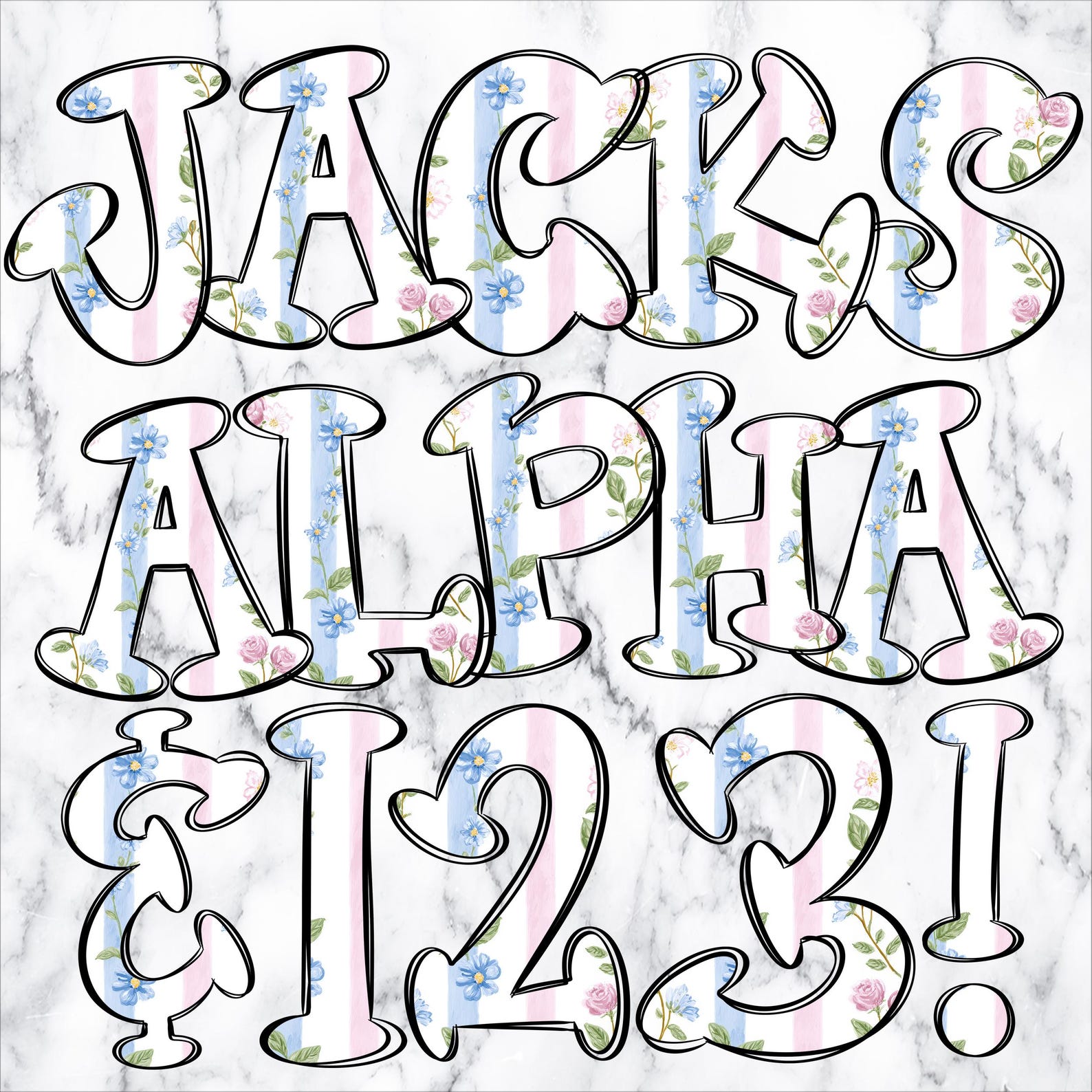 Grandmillenial Floral Letters Alphabet Alphabet Clipart Printable ...