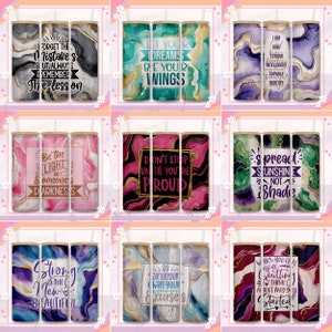 25oz Libbey Glass Tumbler Wraps, Motivational Tumbler Wrap png, Inspirerende Libbey Can Template, Dagelijkse Affirmaties 25oz Libbey Glass