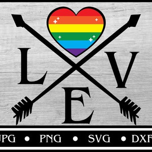 Pride Love Pfeil svg, Pride svg, Gay Pride Clipart, Lesbian Pride svg, svg-Dateien, Liebe Sublimation Designs, Cricut svg, Silhouette Cameo