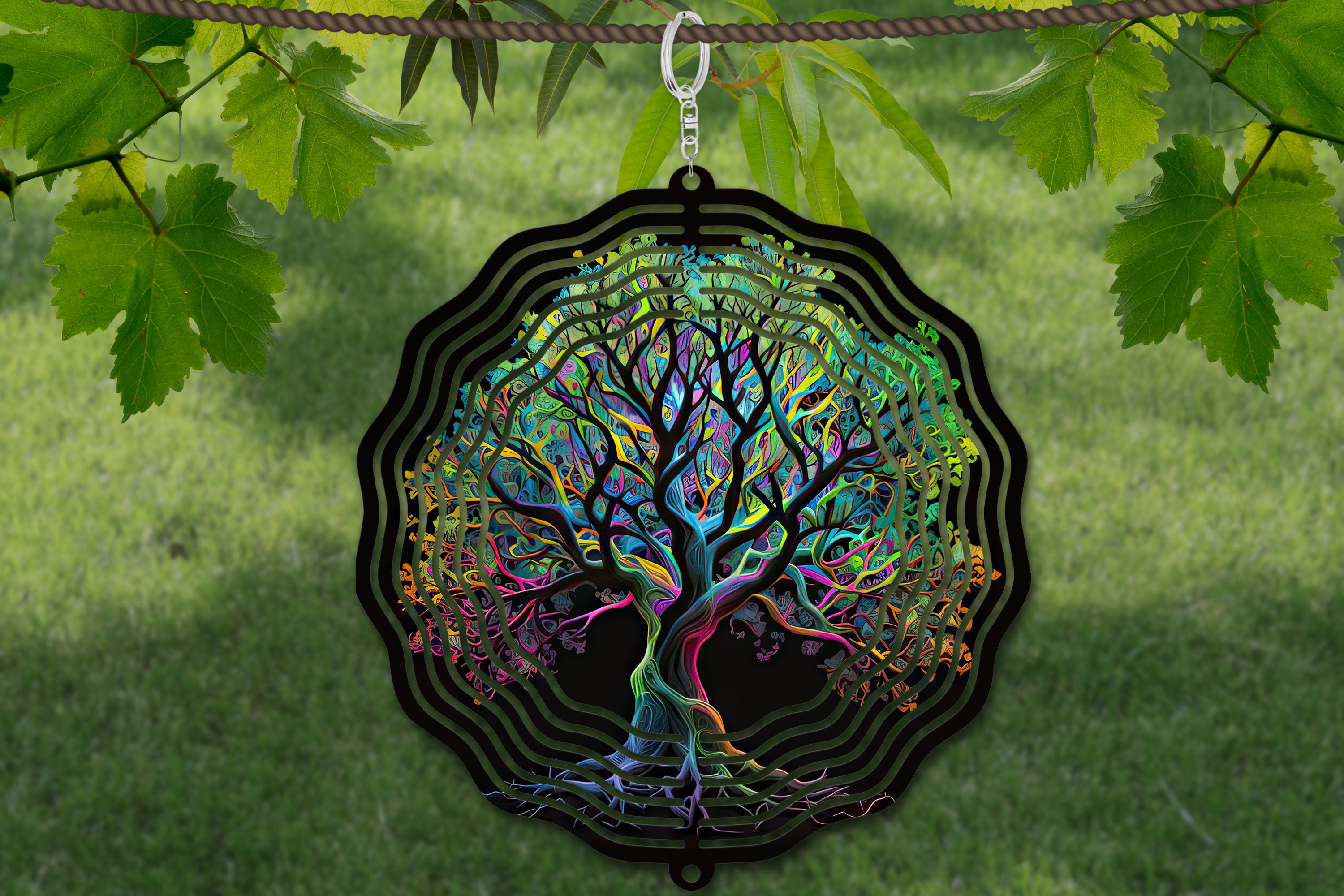 Tree of Life Wind Spinner Sublimation Design Template, Neon Wind ...