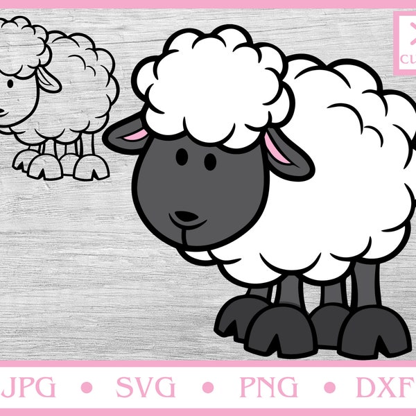 Mouton SVG, Lamb Clipart, fichiers svg et contour svg, Dessin au trait de mouton, Conceptions de sublimation d’agneau, fichiers sv de décalcomanie de gobelet, camée Silhouette