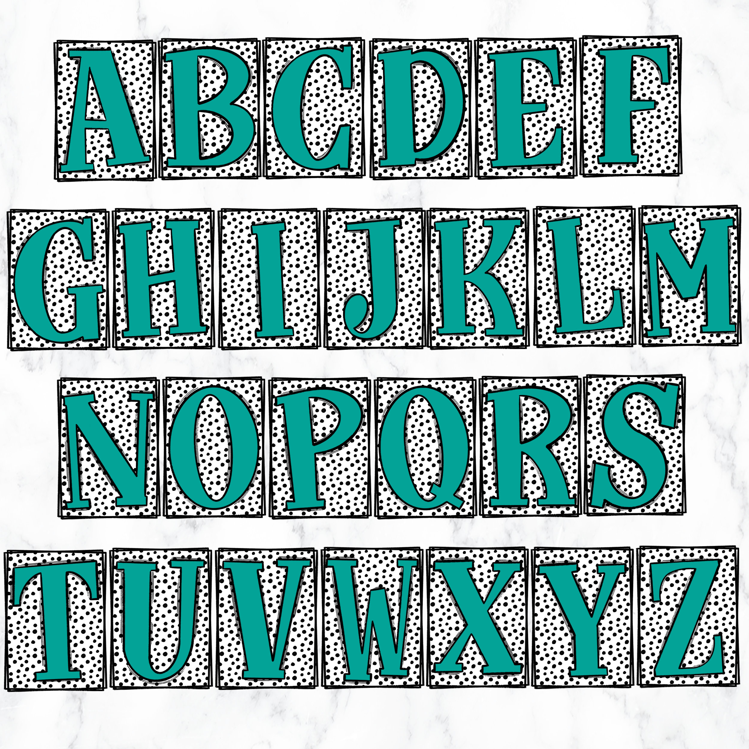 Dot Doodle Alphabet Letters PNG Bundle, Spot Alphabet Clipart, Spots ...