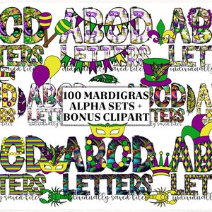 Mardi Gras Doodle Buchstaben mit Clip Art PNG, Mardi Gras Doodle Alphabet, Mardi Gras Alphabet PNG, Clipart Buchstaben, Machen Sie Ihren eigenen Namen
