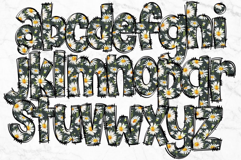 Floral Alphabet Letters PNG Bundle, Alphabet Clipart, Floral Hand Drawn ...
