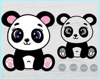 Panda SVG, Panda Clipart, svg files and outline svg, Panda line art, Panda Sublimation designs, tumbler decal sv files, Silhouette cameo
