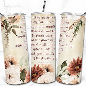 Bibel-Vers-Inspirational Zitat 20 Unze Skinny Tumbler Sublimation Design, Jesus Glaube Christian Bibel Zitat Religiöser Motivationsbecher