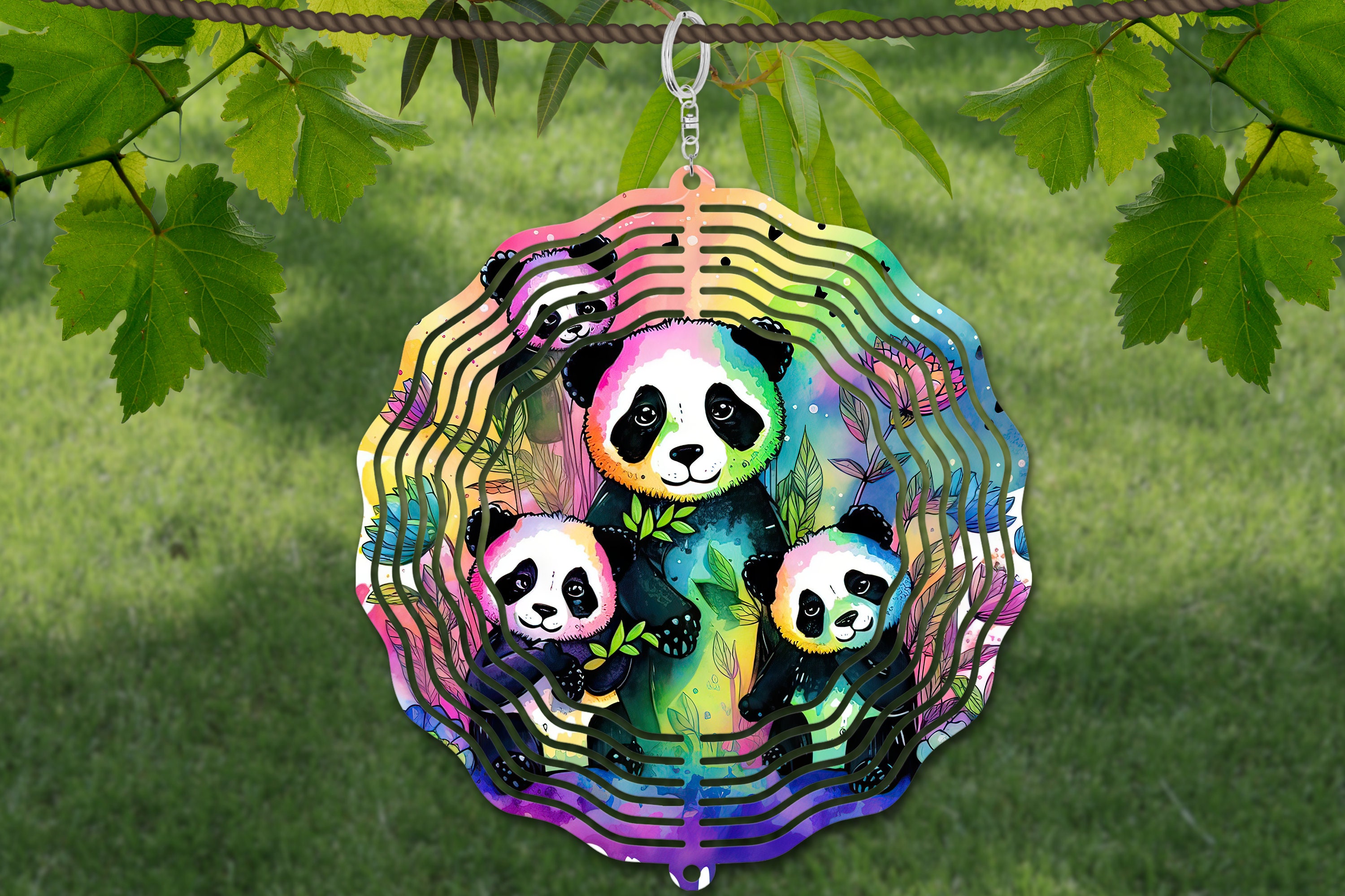 Panda Wind Spinner Watercolor Sublimation Design Template, Wind Spinner ...