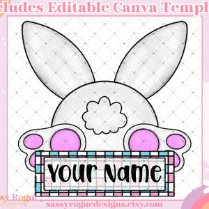 Ostern Namenshalter bearbeitbar Canva Vorlage, niedlicher Name PNG, Ostern, Kindernamen Sublimation, benutzerdefinierter Name Ostern Design, Machen Sie Ihre eigenen