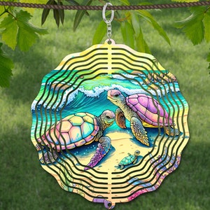 Modèle de conception de sublimation aquarelle tortue vent spinner, essoreuse vent SVG, sublimation ronde 10 pouces, hélices suspendues rondes png,