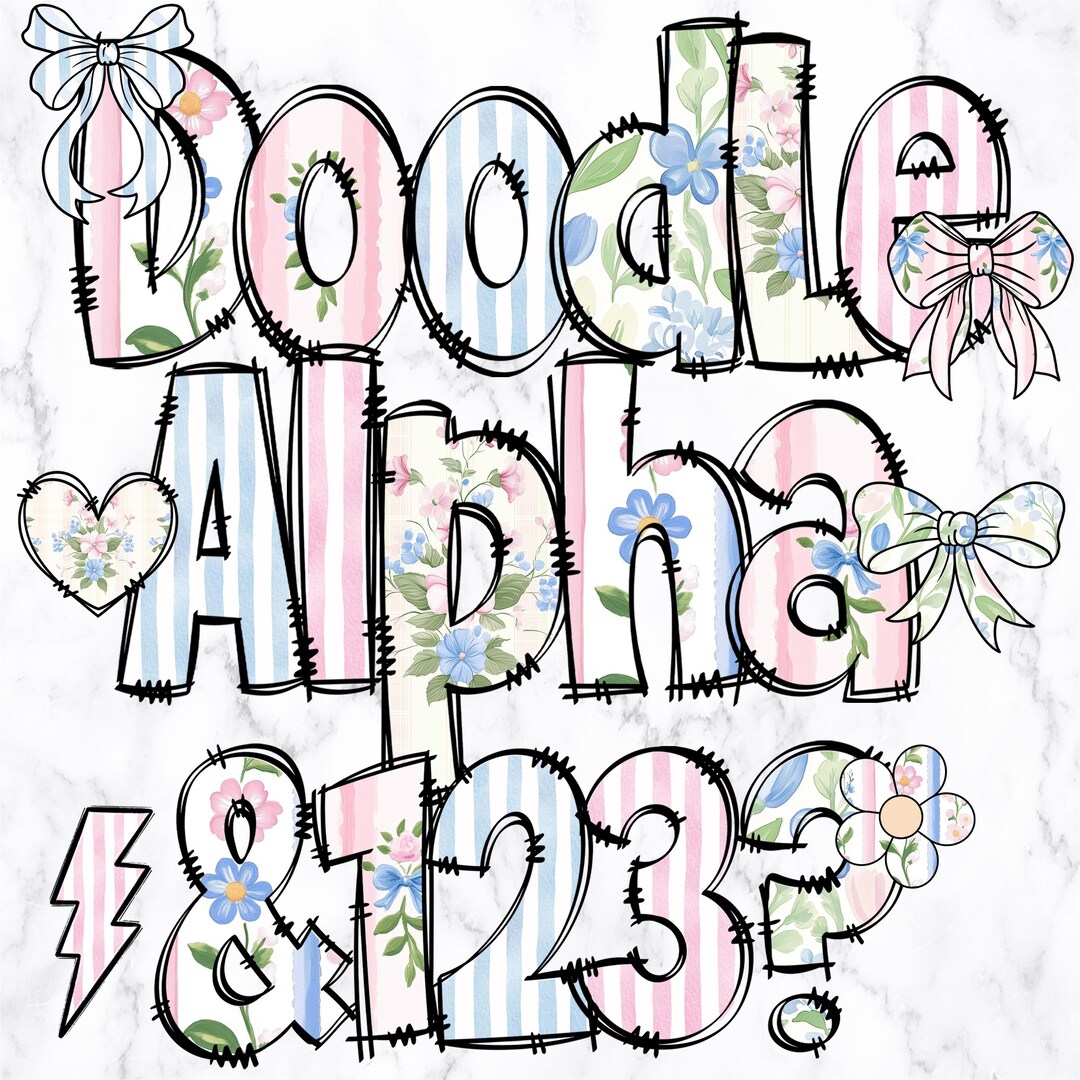 Grandmillenial Floral Letters Alphabet Alphabet Clipart Printable ...