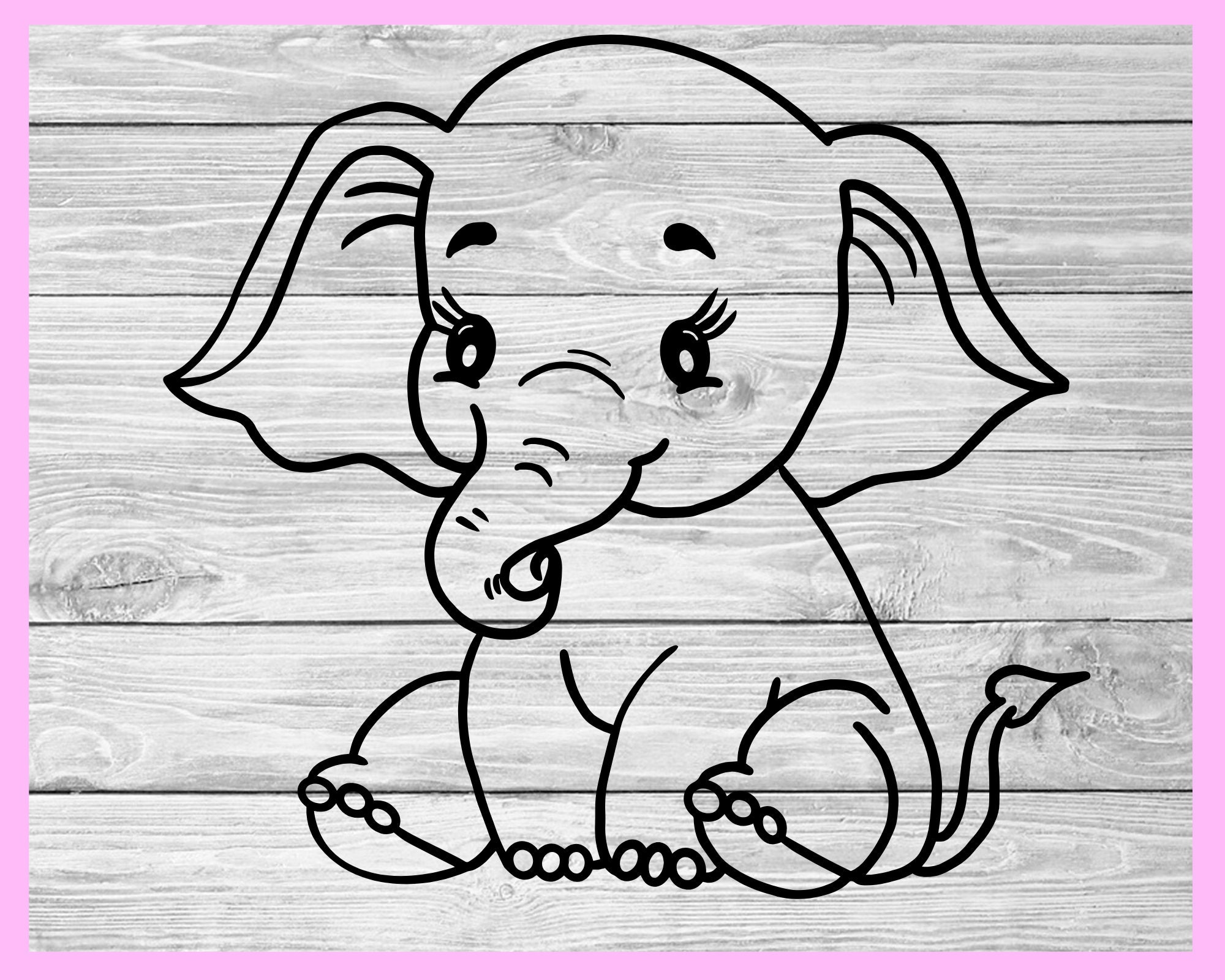 Baby Elephant Outline Svg Elephant Svg Elephant Clipart | Etsy UK