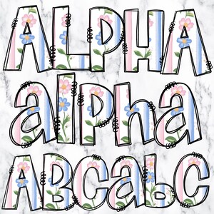 Grandmillenial Floral Letters Alphabet Alphabet Clipart Printable ...