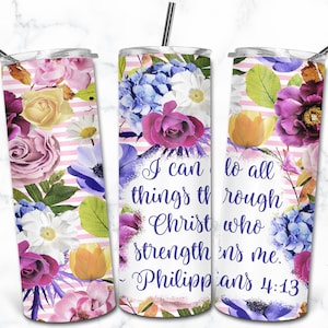 Bibel-Vers-Inspirational Zitat 20 Unze Skinny Tumbler Sublimation Design, Jesus Glaube Christian Bibel Zitat Religiöser Motivationsbecher