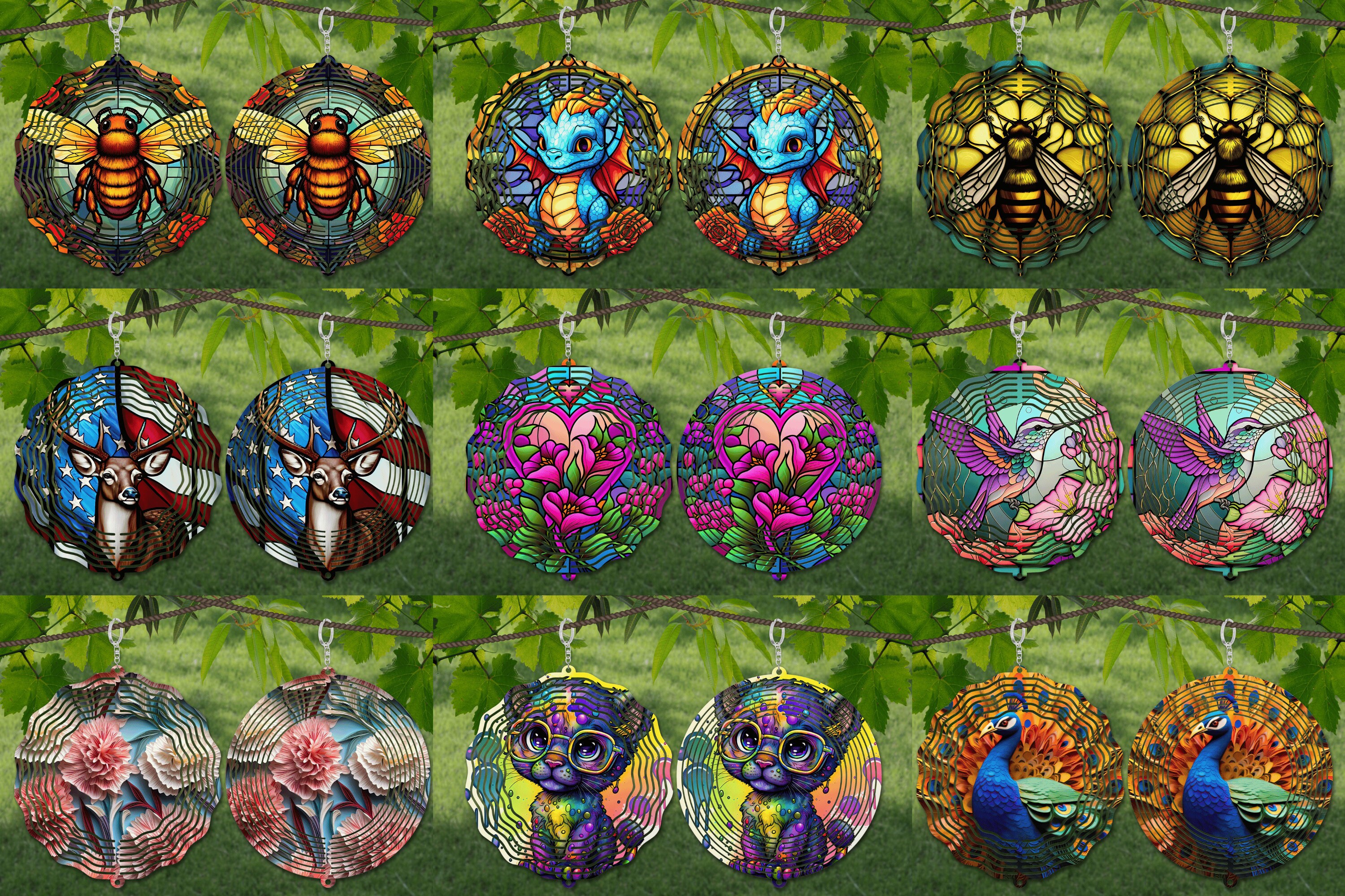 800+ Wind Spinner Mega Bundle Stained Glass Sublimation Design Template ...