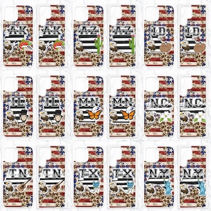 Amerikaanse staten telefoonhoes ontwerpen, past op de meeste telefoongrootte, patriottische sublimatie telefoonhoes, Amerika iPhone of Samsung cover, Texas telefoonhoesje