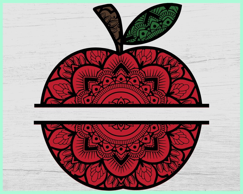 Apple Mandala svg Apple Monogram svg Layered Apple svg | Etsy