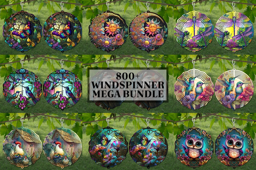 800+ Wind Spinner Mega Bundle Stained Glass Sublimation Design Template ...