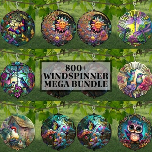 800+ Wind Spinner Mega Bundle Stained Glass Sublimation Design Template ...
