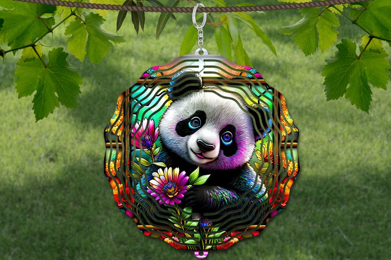 Panda Wind Spinner Stained Glass Sublimation Design Template, Wind ...