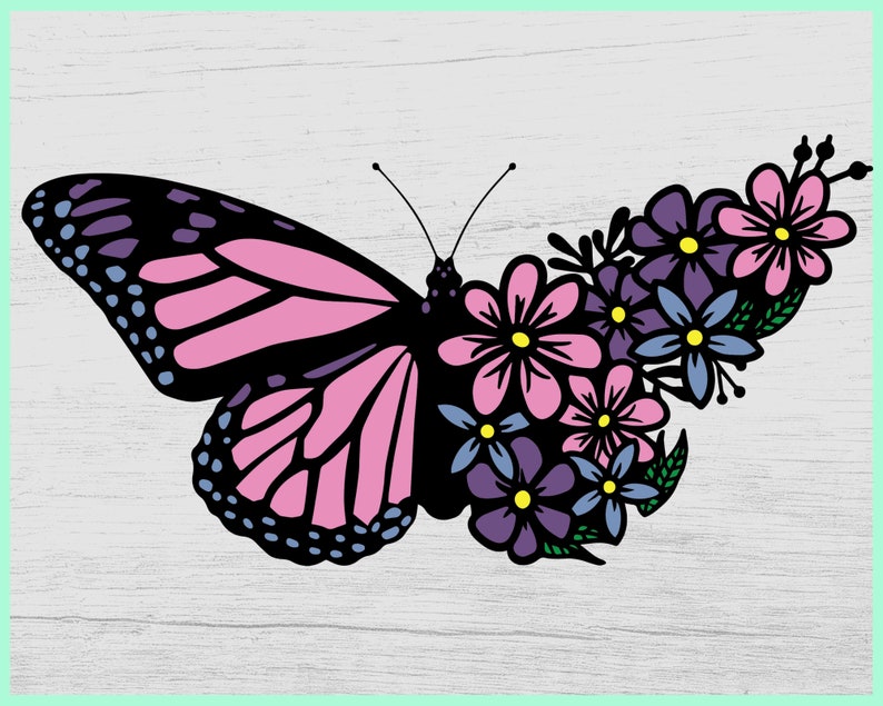 Download Butterfly svg Flower svg Floral Butterfly svg Layered | Etsy