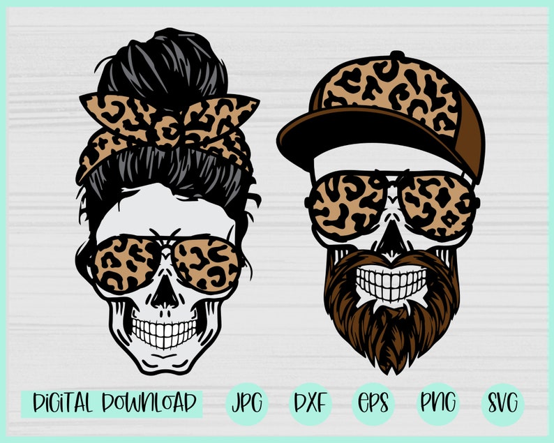 Download Leopard Mom life Skull svg Dad Life skull svg Messy bun | Etsy