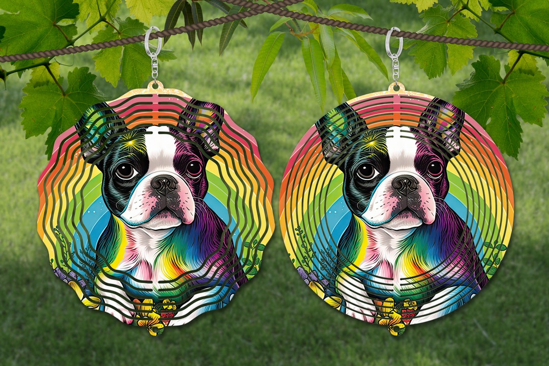 Boston Terrier Wind Spinner Sublimation, Dog Wind Spinner SVG, 10 Inch