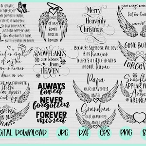 Paquet de svg commémoratif, SVG commémoratif de Noël, Dans la mémoire aimante, Noël svg, Noël au paradis, Lanterne commémorative, Aile d’ange, Souvenir
