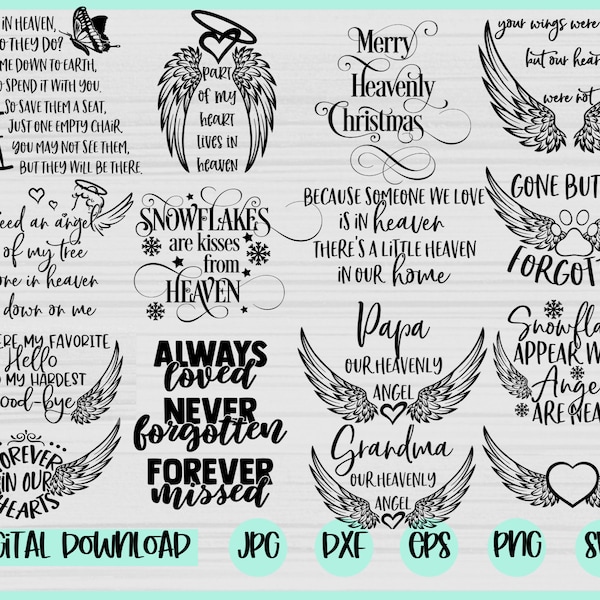 Memorial svg bundle, Christmas Memorial svg, In Loving Memory, Christmas svg, Christmas in Heaven, Memorial Lantern, Angel Wing, Remembrance