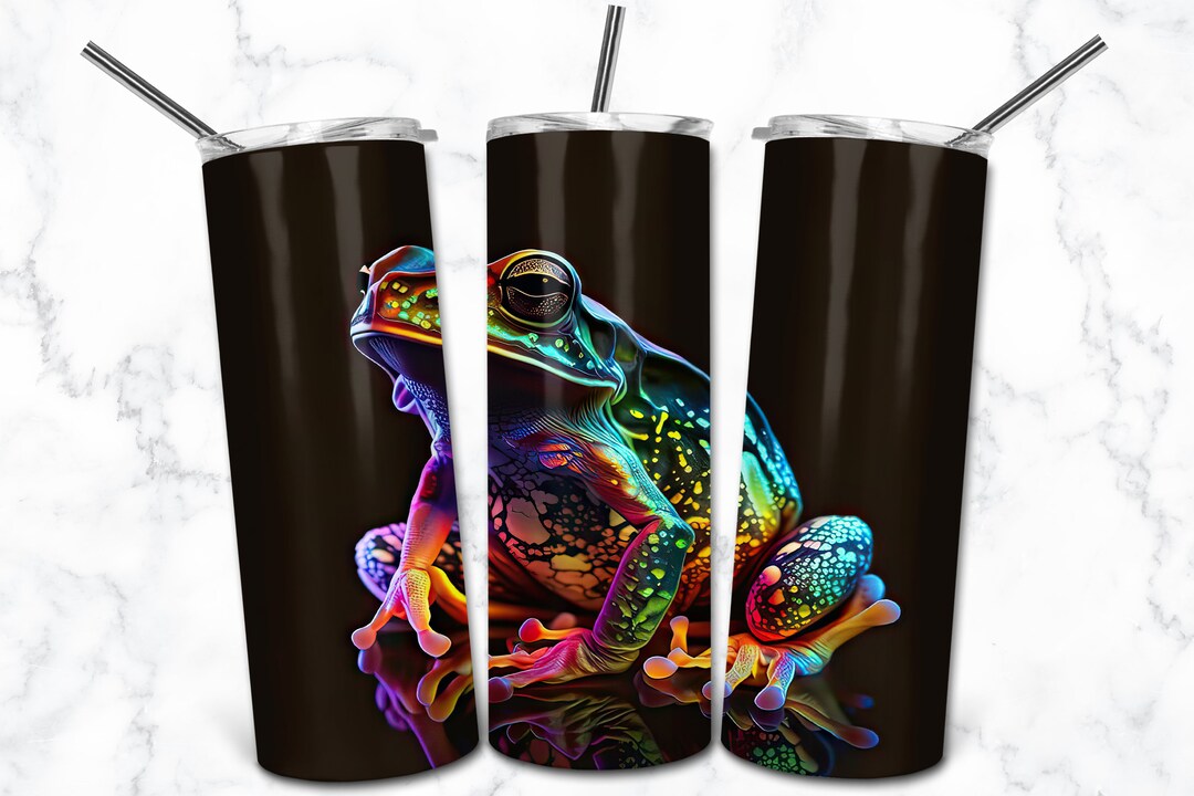 Neon Frog 20oz Skinny Tumbler Sublimation Design Template, Alcohol Ink ...