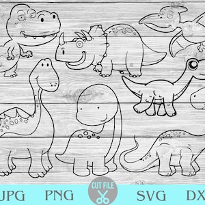 Paquete de dinosaurios svg, Dinosaurio svg, Lindos bebés dino, Imágenes prediseñadas de dinosaurios, diseños de sublimación jurásica de decoración de dinosaurios, calcomanía de vaso sv, cameo