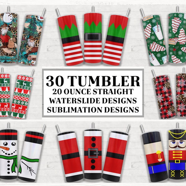 Christmas Tumbler Wrap Sublimation Bundle, 20oz Skinny Christmas Tumbler Sublimation Designs, Waterslide Tumbler Files, Tumbler Wrap
