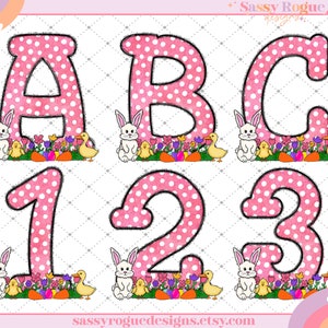 Decoratieve Pasen Alfabetletters PNG Bundel, Alfabet Clipart, Pasen Hand Getrokken Doodle, Sublimatie Alpha Set Ontwerpen PNG