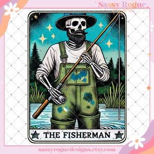 Carta de tarô engraçada do pescador PNG, crânio de esqueleto juramento sarcástico, tarô de bruxa sarcástica, design moderno PNG, designs de sarcasmo de humor adulto