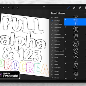 Sello Doodle Alpha Procreate, Sellos Alpha para Procreate, Pincel de sello de alfabeto Doodle, Pincel de alfabeto, Sellos de letras Doodle para Procreate,